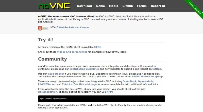 noVNC's website