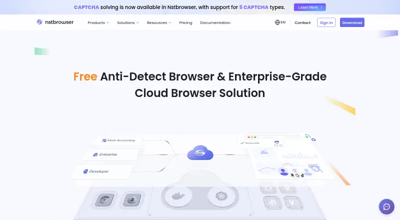 The Nstbrowser homepage