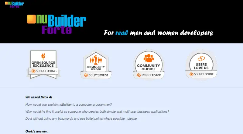 The NuBuilder Forte homepage