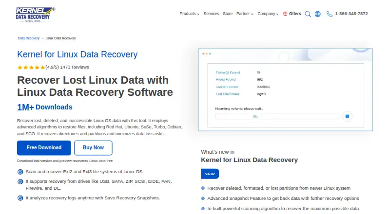 Kernel for Linux Data Recovery's website