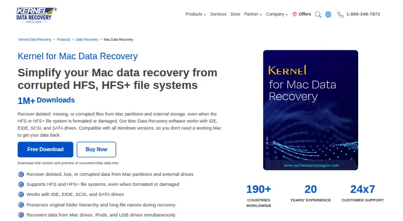 Kernel for Mac Data Recovery's website