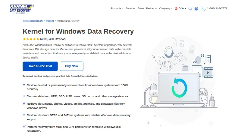 Kernel for Windows Data Recovery's website