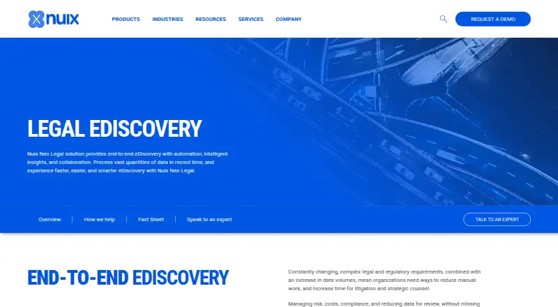 Nuix Legal Hold's website