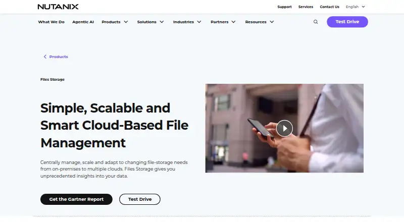 Nutanix Files's website