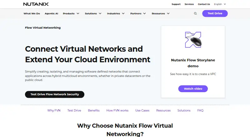 The Nutanix Flow Virtual Networking homepage