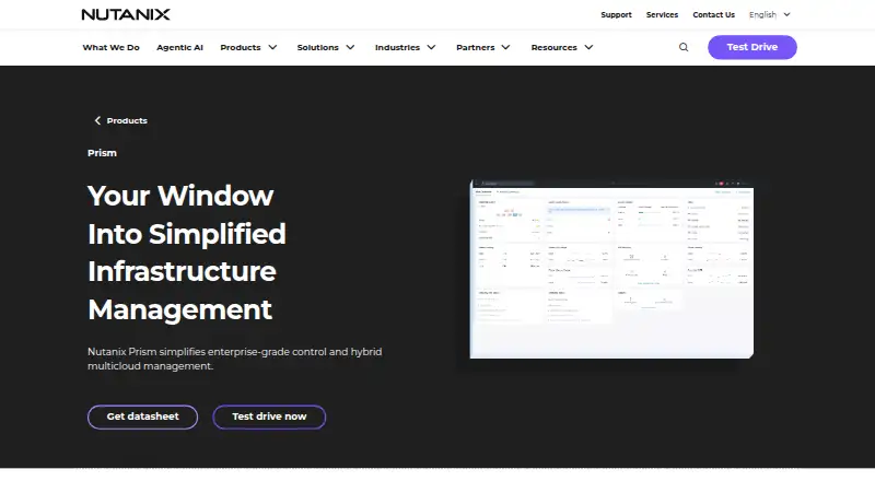 Nutanix Prism Central's website
