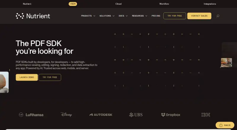Nutrient SDK's website