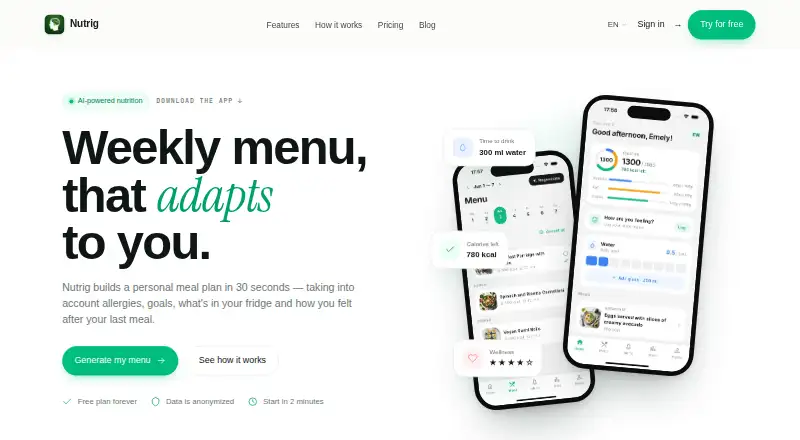 Nutrig's website