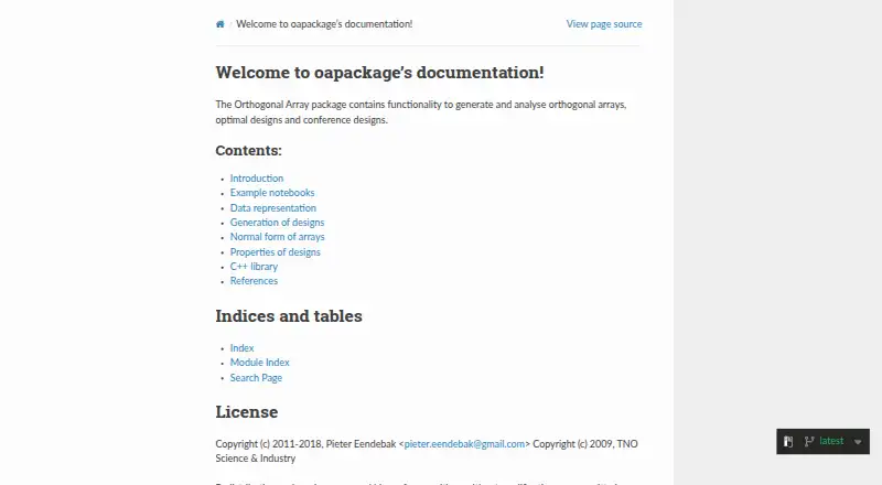 OApackage (Orthogonal Array Package)'s website