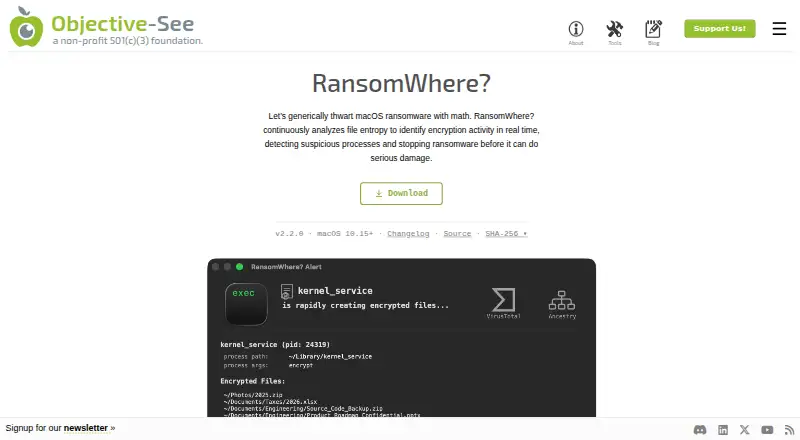RansomWhere?'s website