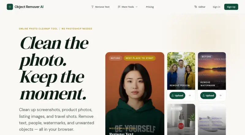 Object Remover AI's website