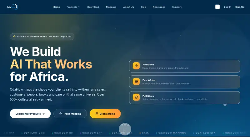 OdaFlow SFA's website