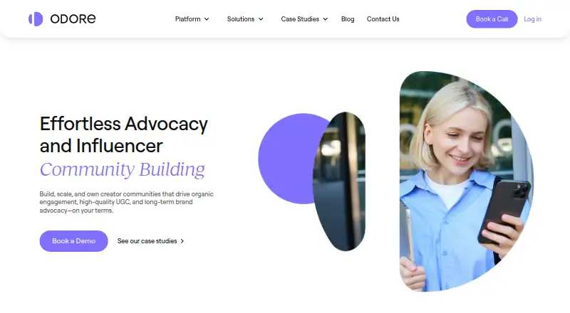 Odore Creator Platform's website