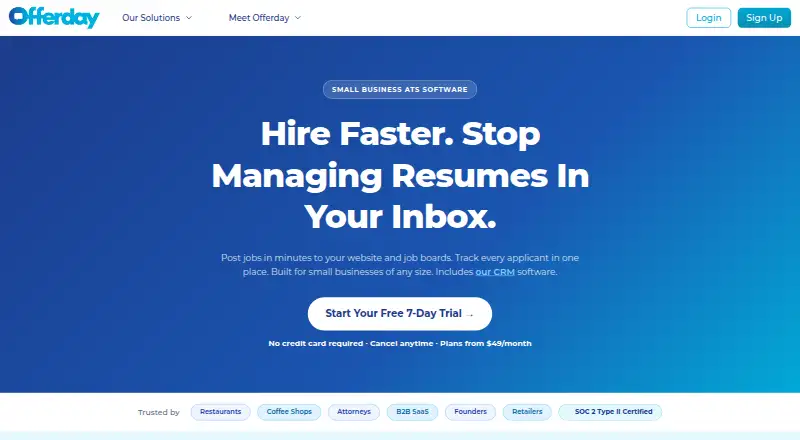 The Offerday homepage