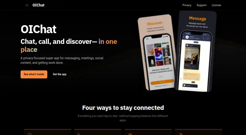 The OIChat homepage