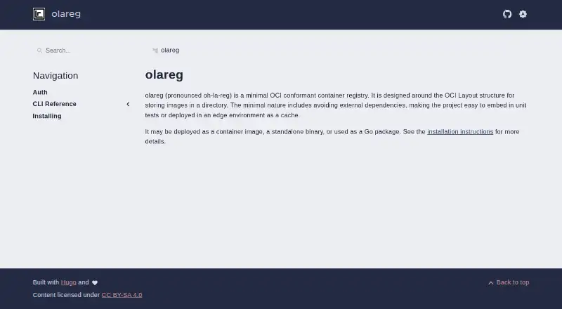 The olareg homepage