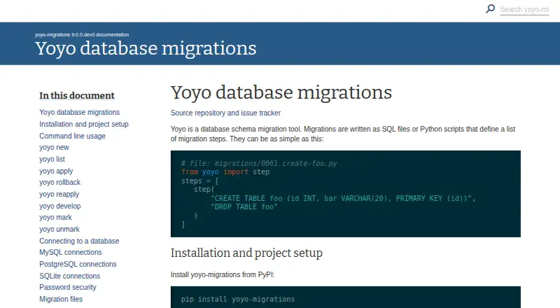 The yoyo-migrations homepage