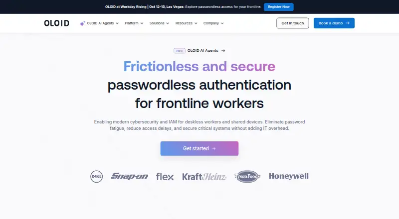 The OLOID Passwordless Authentication homepage