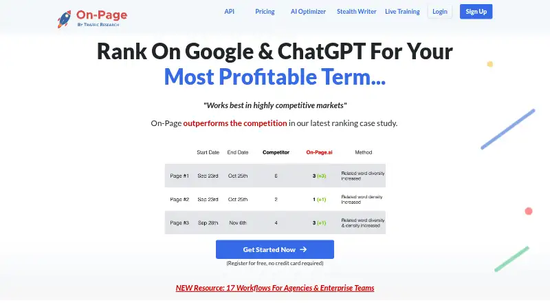 The On-Page.ai homepage