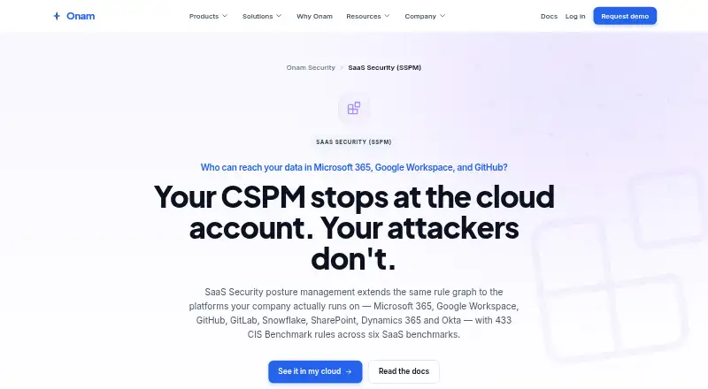 Onam Security SaaS Security's website