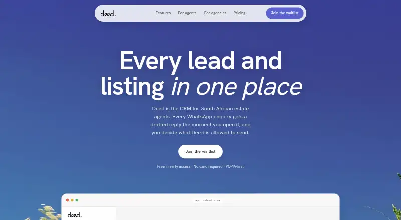 The Deed homepage