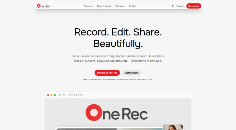 One Rec's website