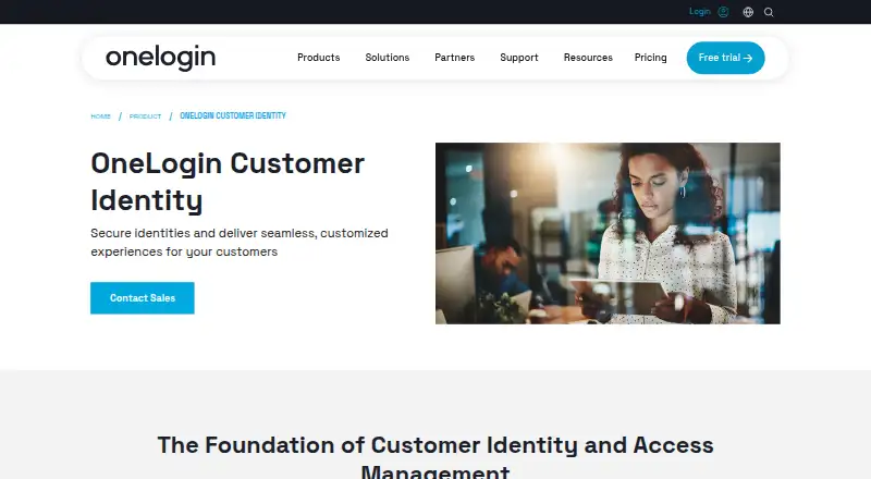 The OneLogin Customer Identity homepage