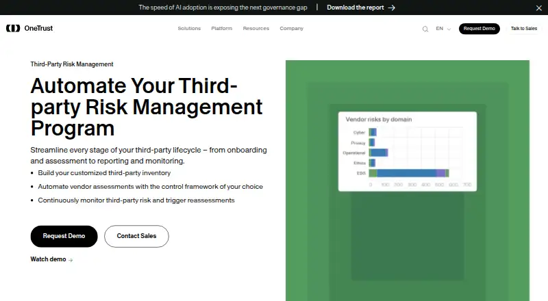 OneTrust Third-Party Risk Management's website