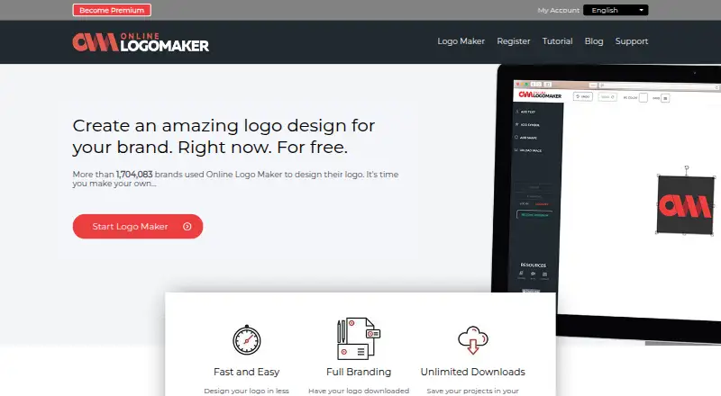 The Online Logo Maker homepage