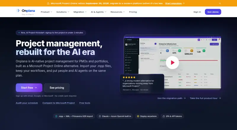 Onplana's website