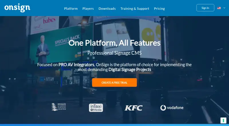 OnSign TV's website