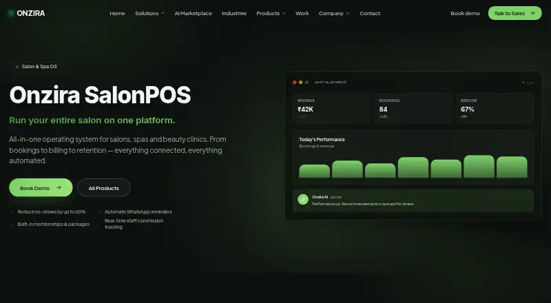 Onzira SalonPOS's website