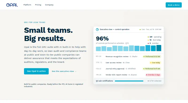Opal GRC Controls's website