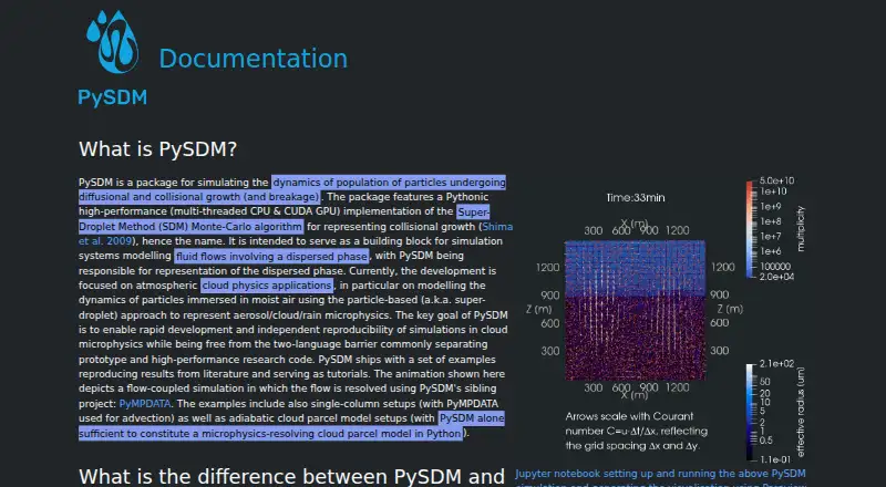 The PySDM homepage