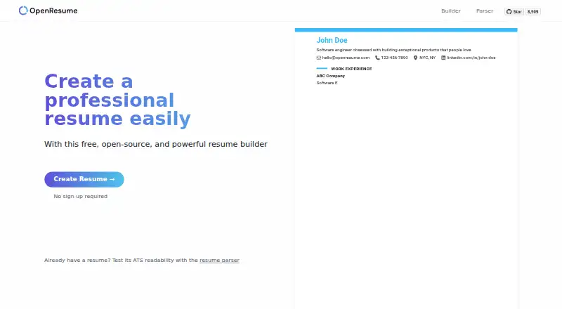 OpenResume's website