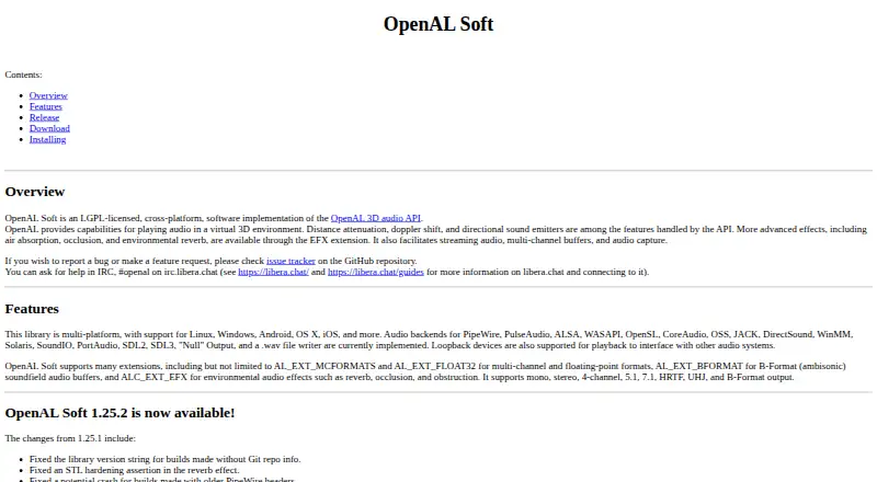OpenAL Soft's website