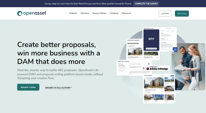 The OpenAsset homepage
