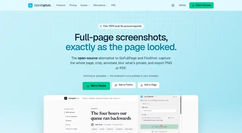 The OpenCapture homepage