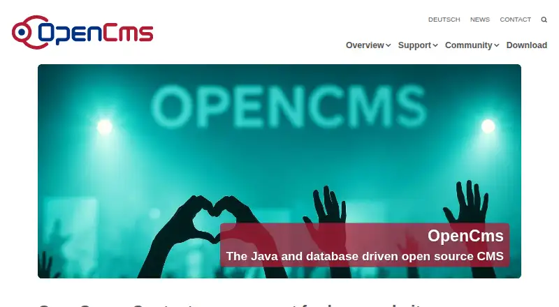 The OpenCms homepage