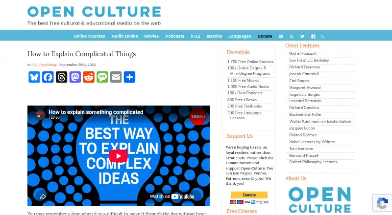 Open Culture's website