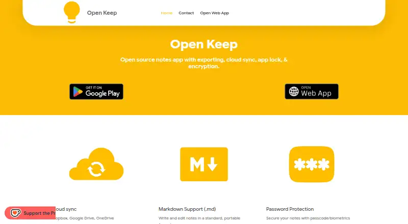 Open Keep's website