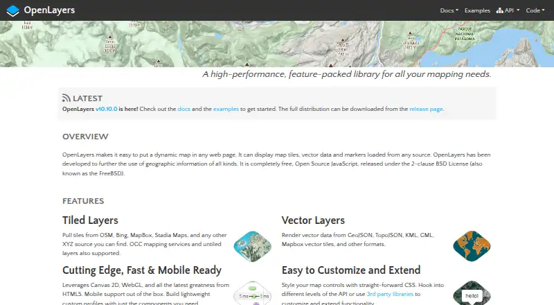 The OpenLayers homepage
