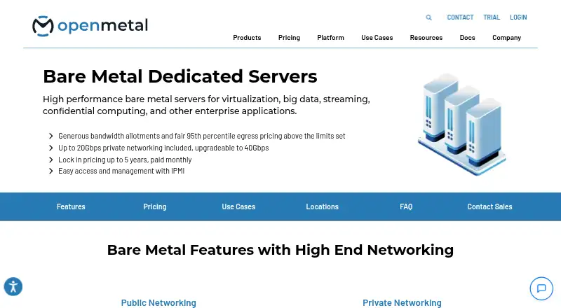 OpenMetal Bare Metal's website