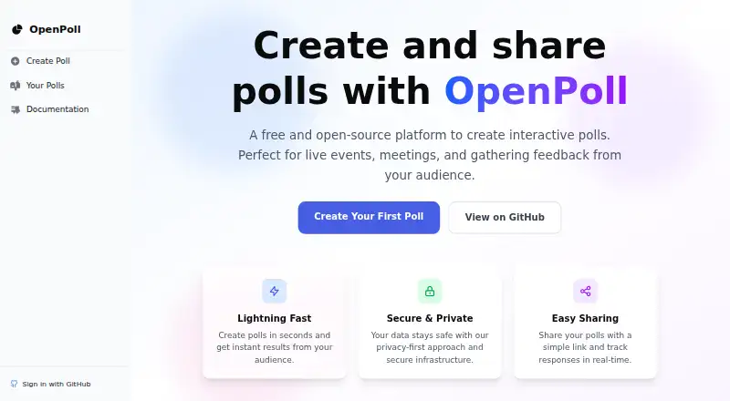 The OpenPoll homepage