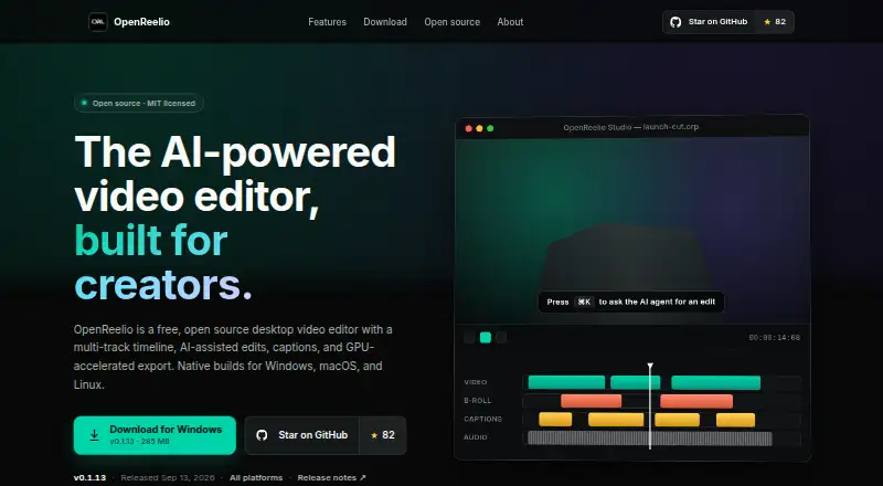 OpenReelio's website