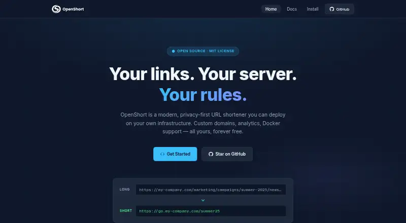 OpenShort's website