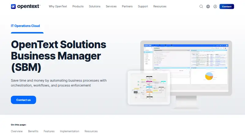 OpenText Solutions Business Manager's website