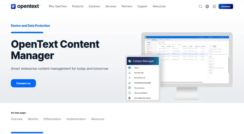 OpenText Content Manager's website