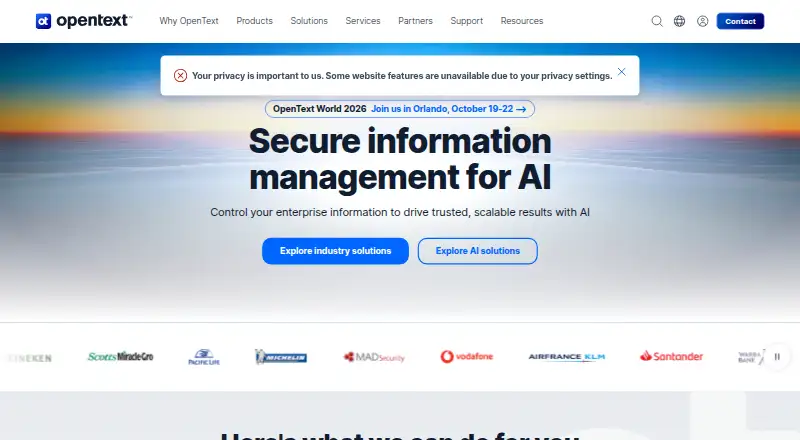The OpenText Fax Cloud Connect homepage