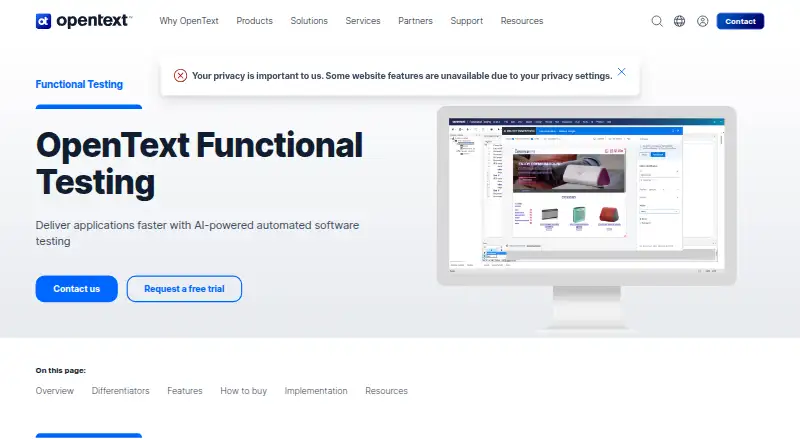 OpenText Functional Testing (formerly UFT One)'s website